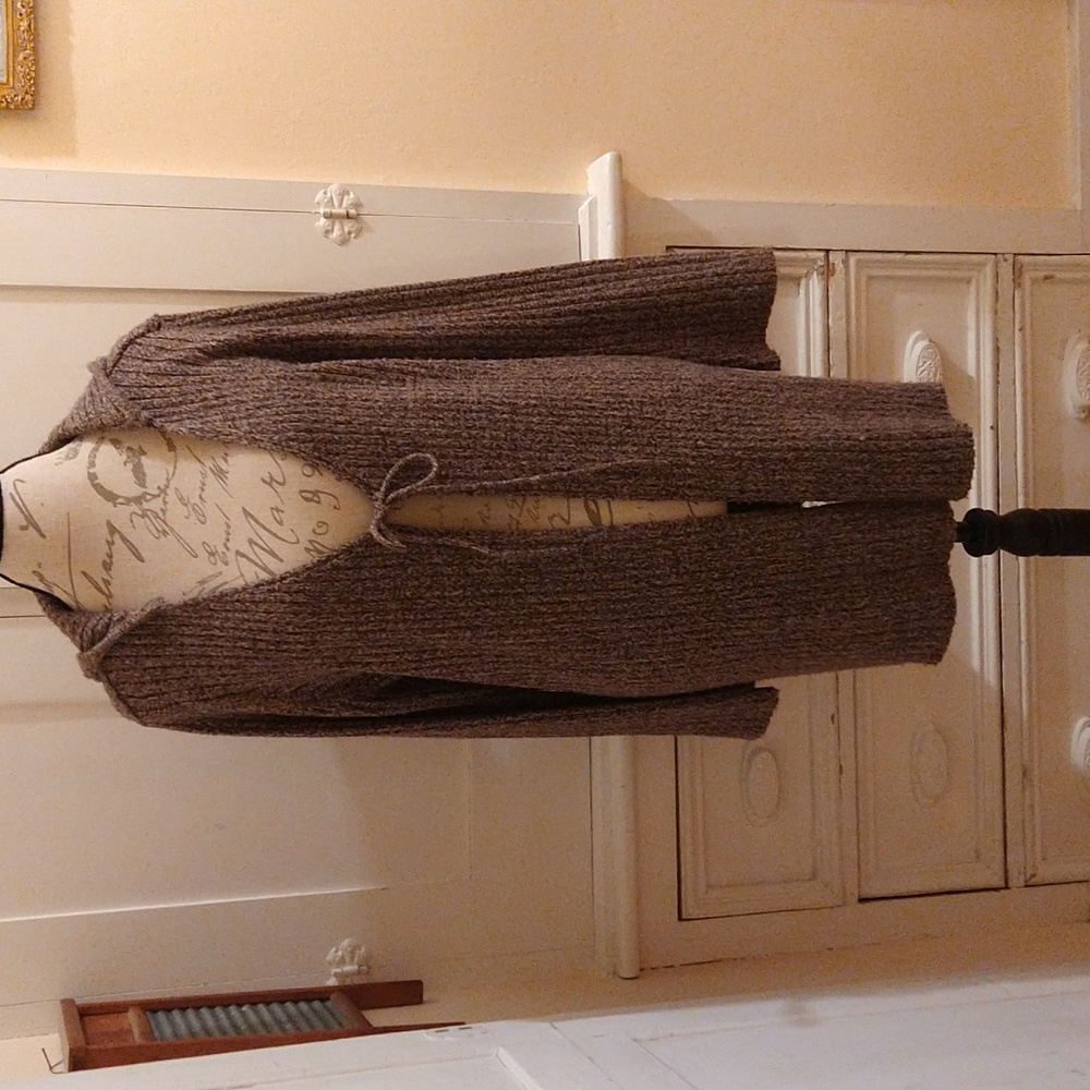 Massimo woman brown hooded long cardigan Sz